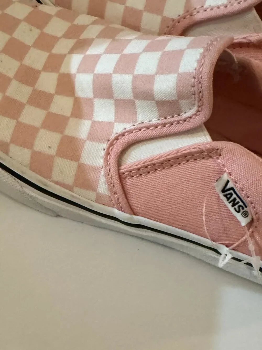 Vans Girls' Missy Pink/White Checkerboard Pattern Slip-Ons, Girls' 4, Never Worn - Picture 5 of 8